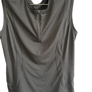 Athleta Pacifica Illume UPF Fitted Tank 1/4 Zip Front Zip Side Pocket Black L